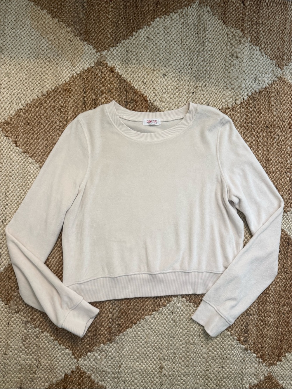 Goldie XS LeWinter Velour cropped Sweatshirt Top